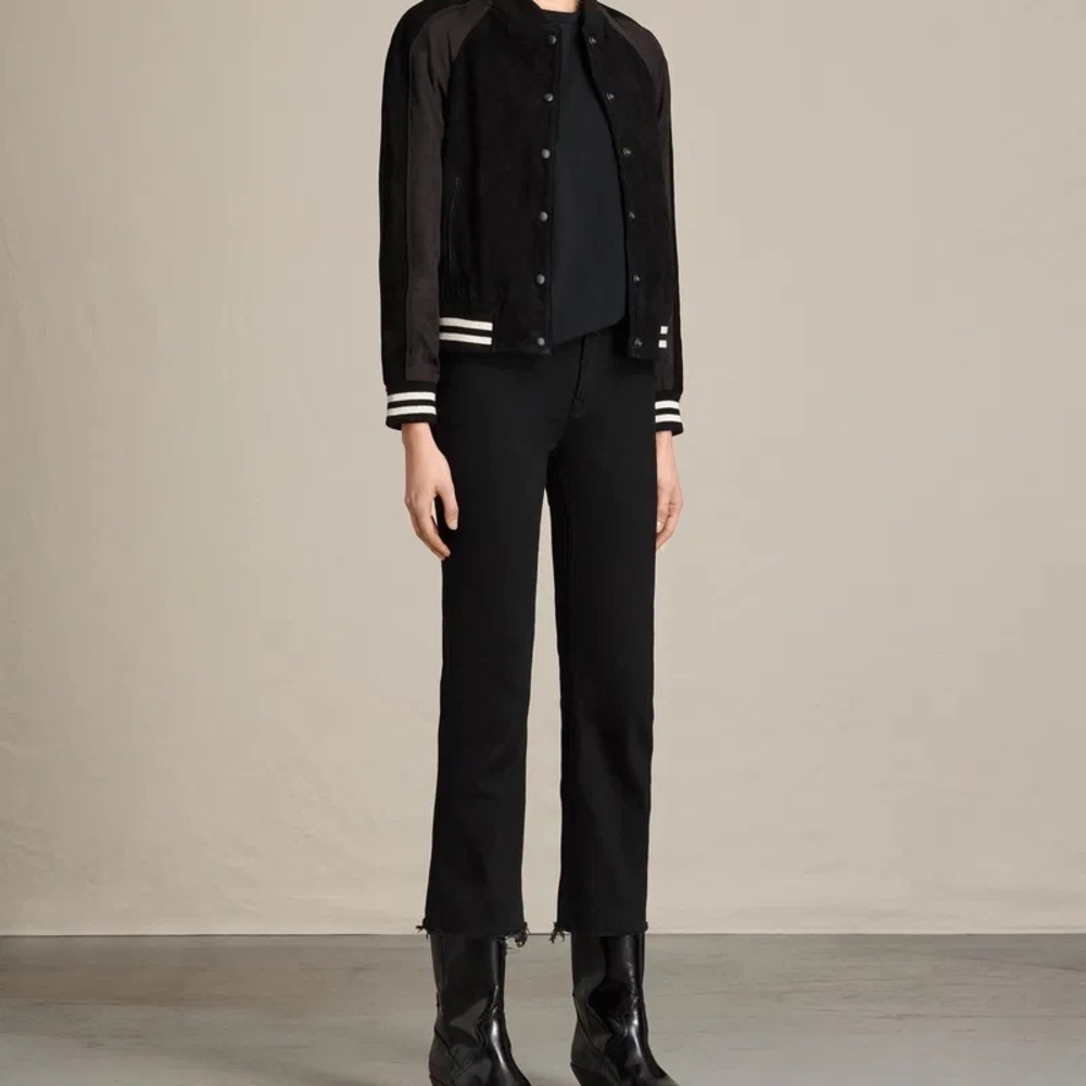 AllSaints Gresley Bomber Jacket Black Size Small